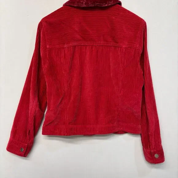 J Jill Women Corduroy Jacket Size Medium Red C036 -29 - Picture 14 of 16